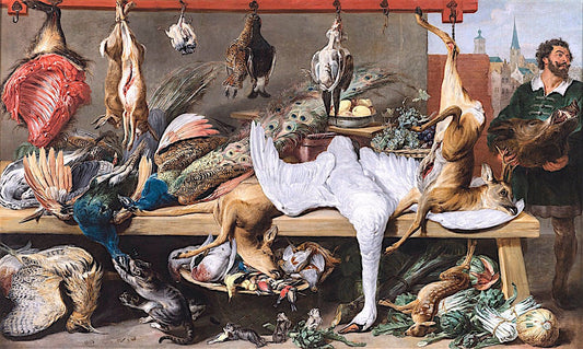 Game Market, vintage artwork by Frans Snyders, 12x8" (A4) Poster