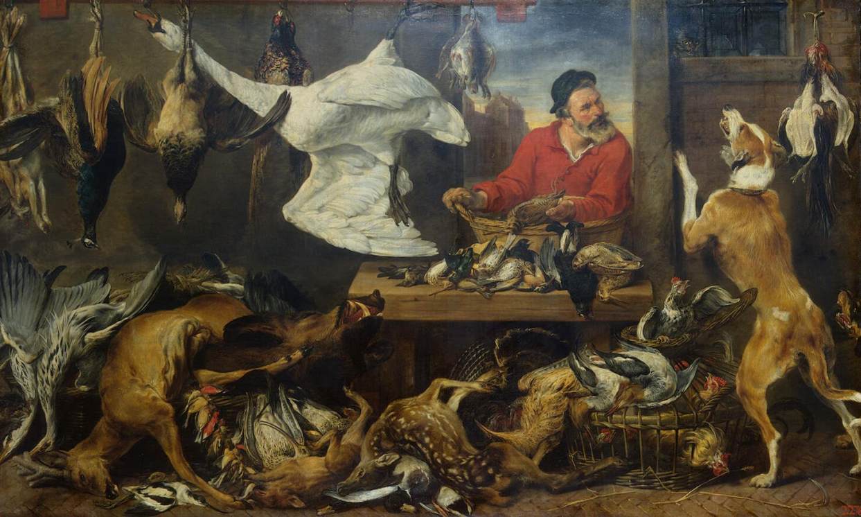 Game Stall, vintage artwork by Frans Snyders, 12x8" (A4) Poster