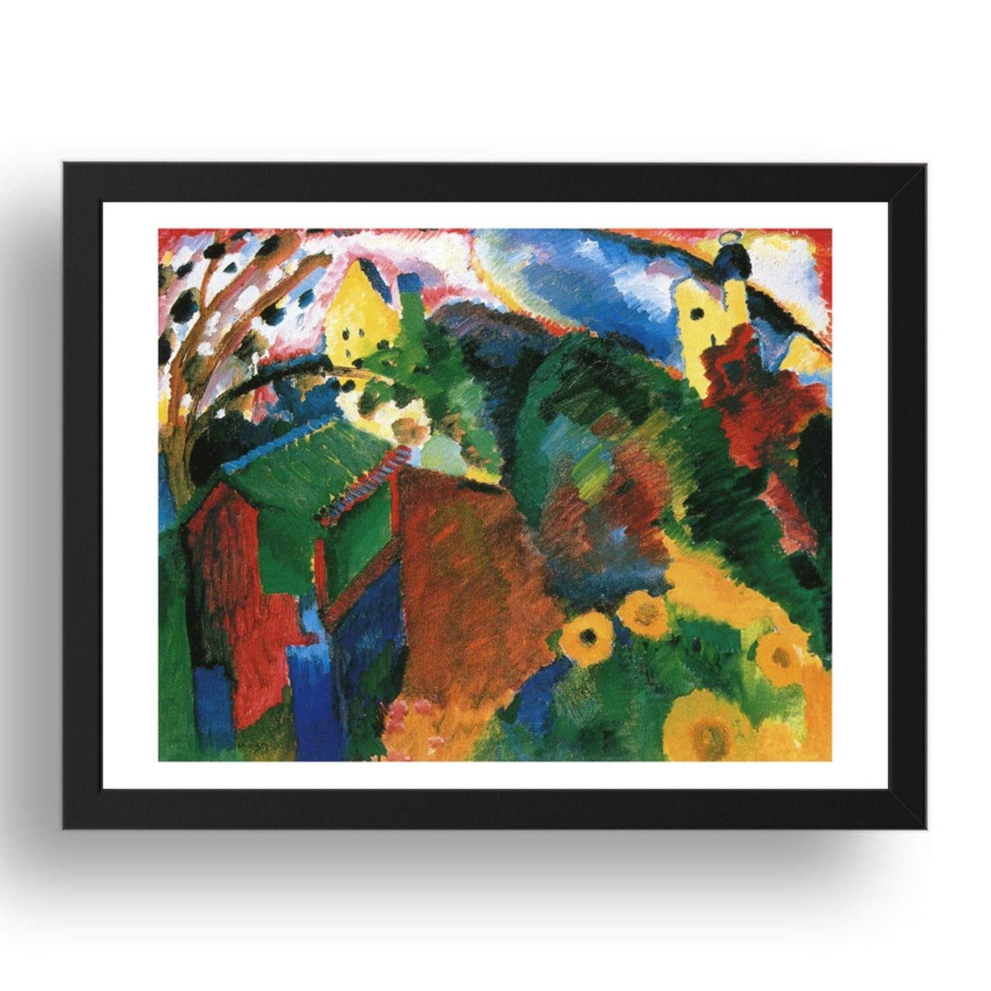 Garden in Murnau 1910 by Wassily Kandinsky, 17x13" Frame
