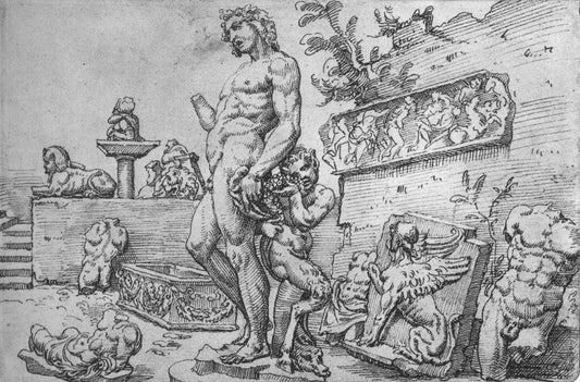 Garden of the Casa Galli, vintage artwork by Maerten van Heemskerck, A3 (16x12") Poster Print