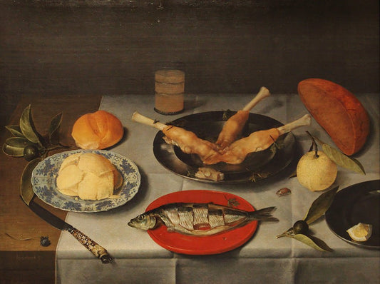 Gedeckter Tisch, vintage artwork by Jacob van Hulsdonck, 12x8" (A4) Poster
