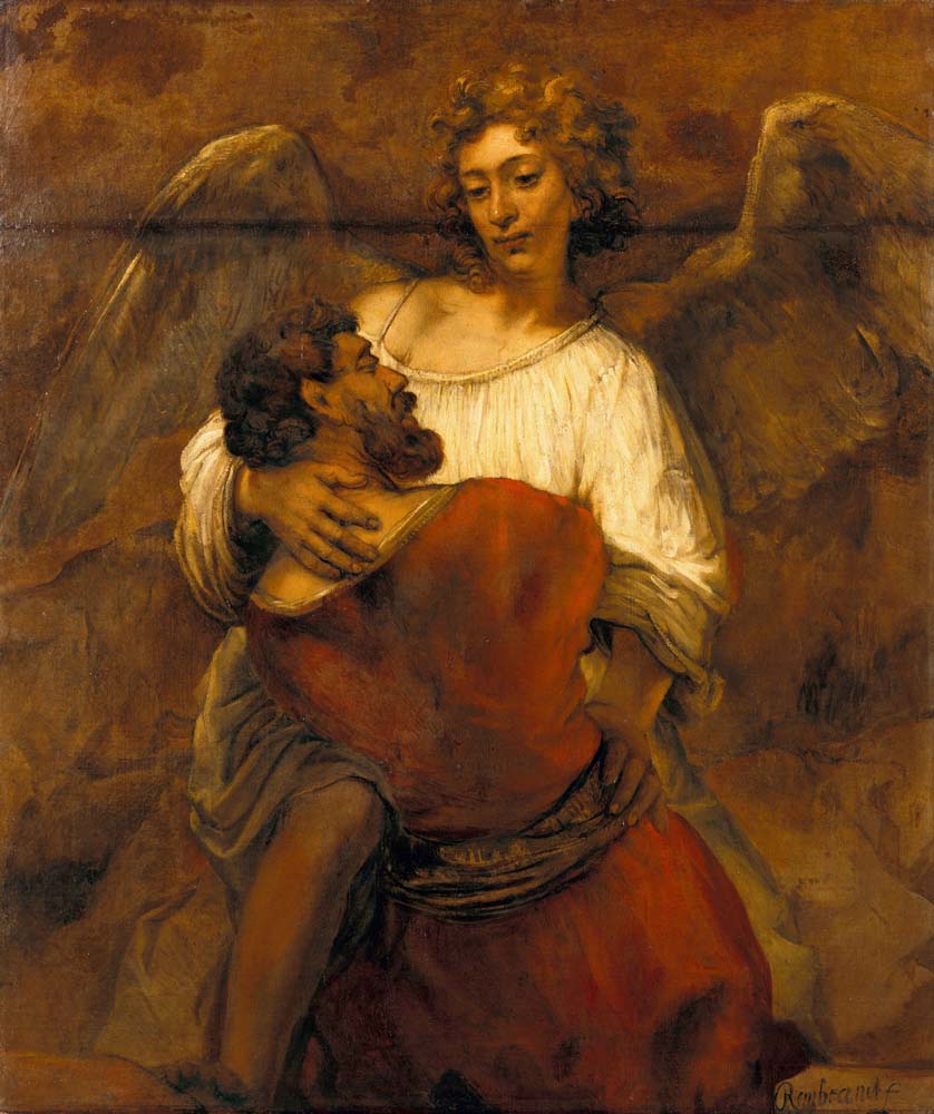 jacob wrestling with angel by Rembrandt, 12x8" (A4) Poster