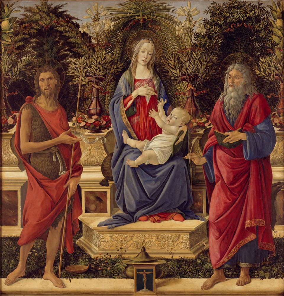 madonna with saints by S. Botticelli,1485, 12x8" (A4) Poster