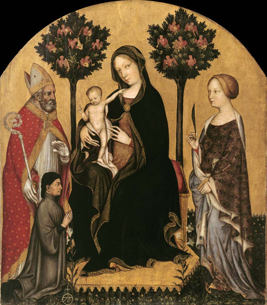 mary enthroned by G. da Fabriano, ca1400, 12x8" (A4) Poster