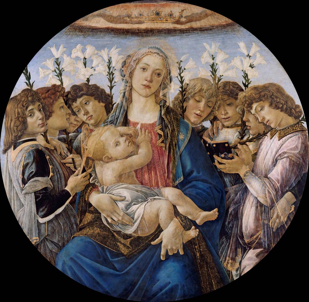 mary with the child by S. Botticelli, 1477, 12x8" (A4) Poster