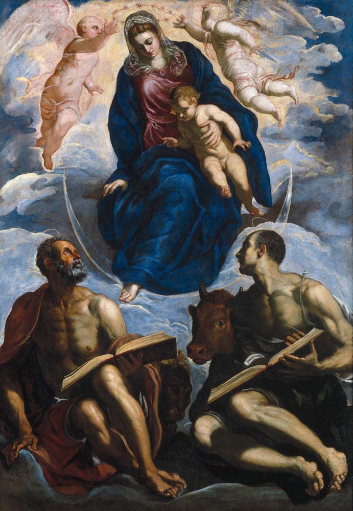 mary with the child by Tintoretto, before 1570, 12x8" (A4) Poster