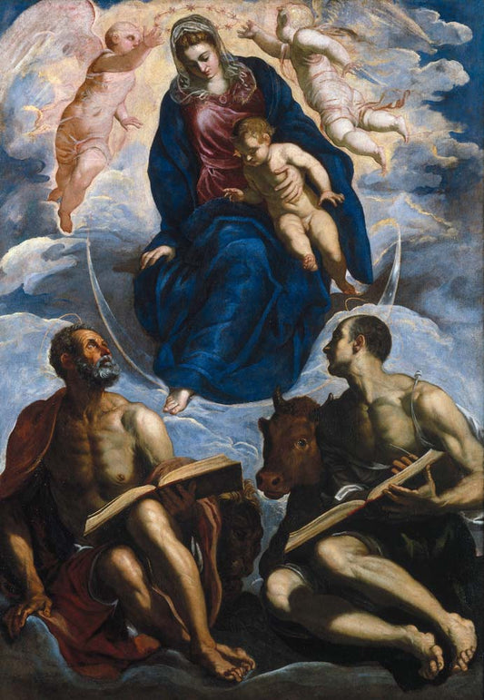 mary with the child by Tintoretto, before 1570, 12x8" (A4) Poster