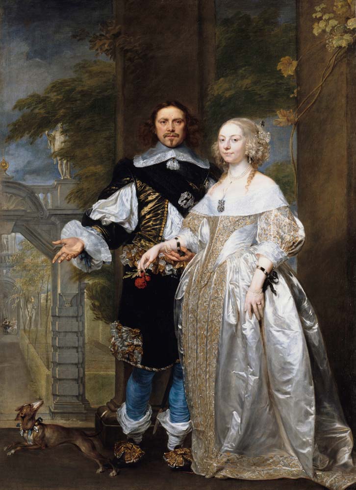 married couple in park by G.Coques, 1662, 12x8" (A4) Poster