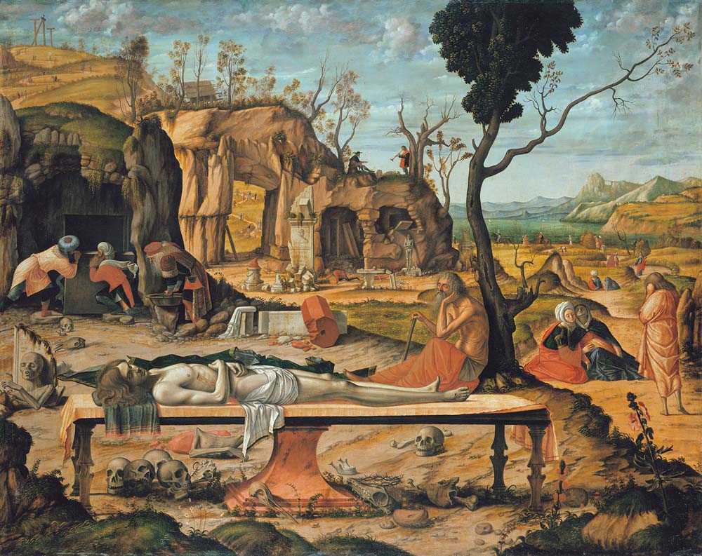 preparation of christ's tomb by V.Carpaccio, 12x8" (A4) Poster