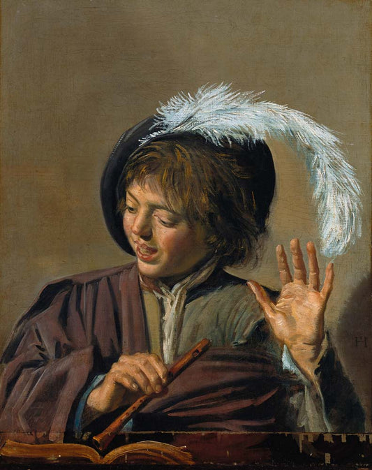 singing boy with flute by Frans Hals,ca1623, 12x8" (A4) Poster