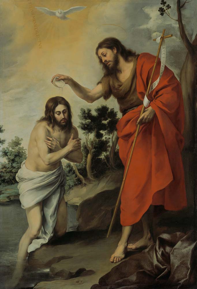 the baptism of christ by B.Esteban Murillo,1655, 12x8" (A4) Poster
