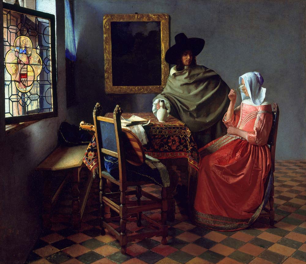 the glass of wine by Jan Vermeer van Delft, 12x8" (A4) Poster
