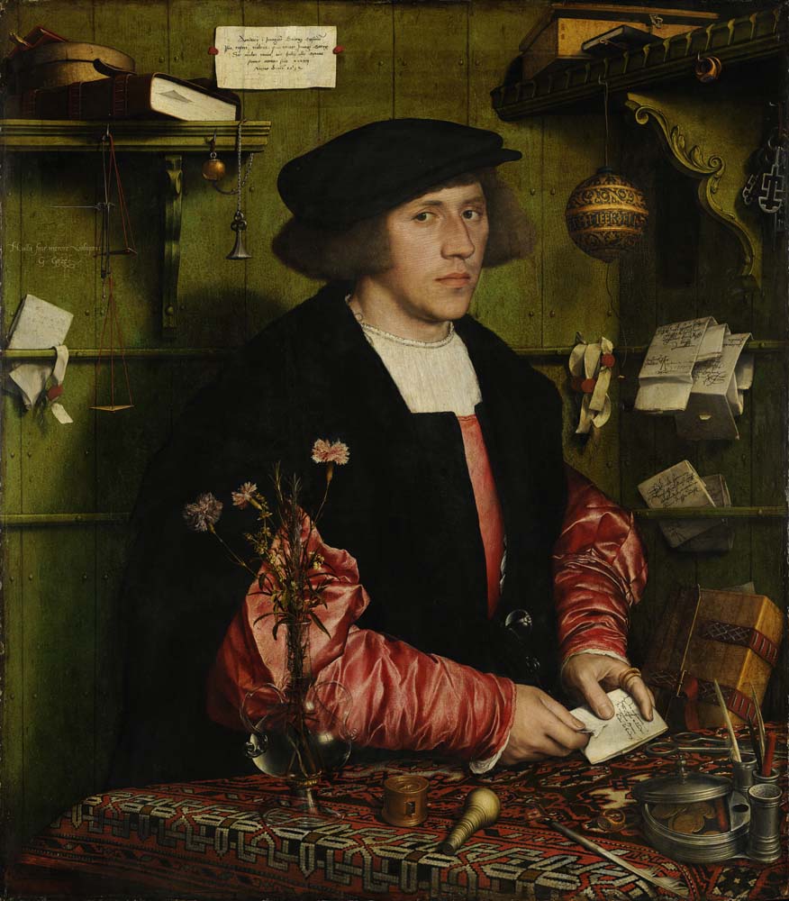 the merchant georg by Hans Holbein,1532, 12x8" (A4) Poster