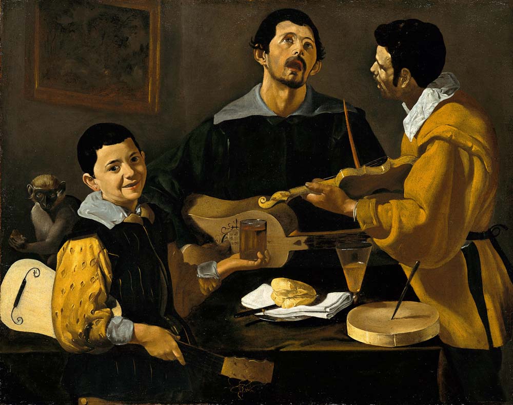 the three musicians by D.Velazquez,ca1616, 12x8" (A4) Poster