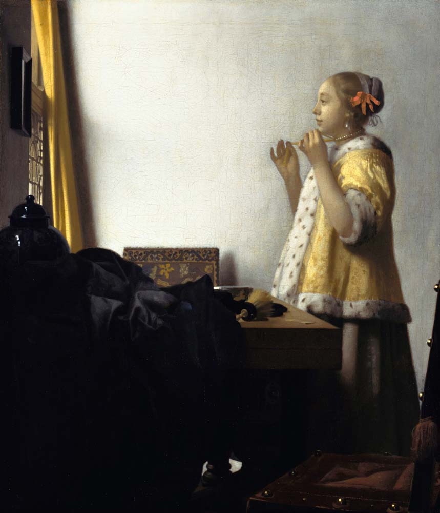 young woman(pearl necklace) by J.V. van Delft, 12x8" (A4) Poster