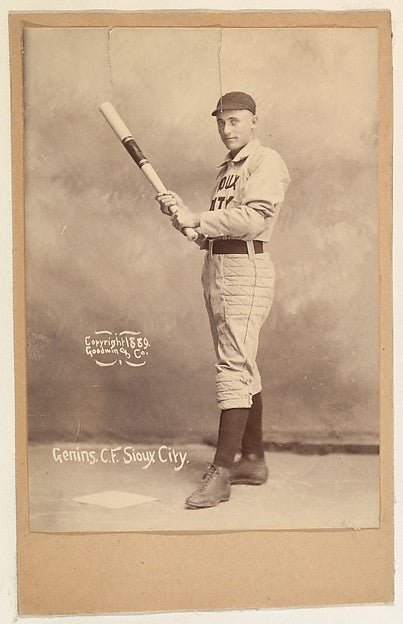 :Genins Center Field Sioux City from the series Old Judge Cigarettes 1889, vintage artwork, 16x12"(A3) Poster Print