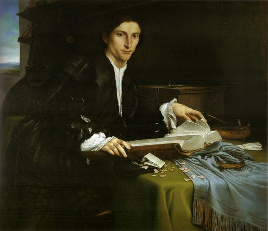 Gentleman in His Study, vintage artwork by Lorenzo Lotto, A3 (16x12") Poster Print