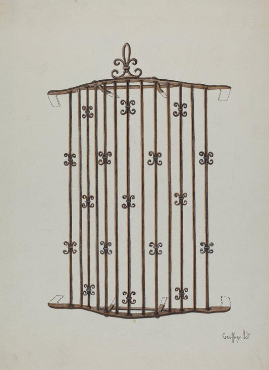 Geoffrey Holt:Iron Grille (at Window) a Restoration Drawing,16x12"(A3) Poster