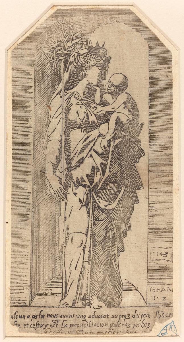 Geoffroy Dumoûtier:The Crowned Virgin in a Niche,16x12"(A3) Poster