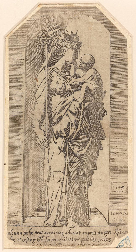 Geoffroy Dumoûtier:The Crowned Virgin in a Niche,16x12"(A3) Poster