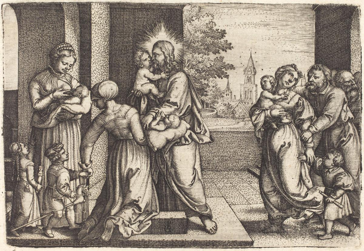 Georg Pencz:Christ Surrounded by Children,16x12"(A3) Poster
