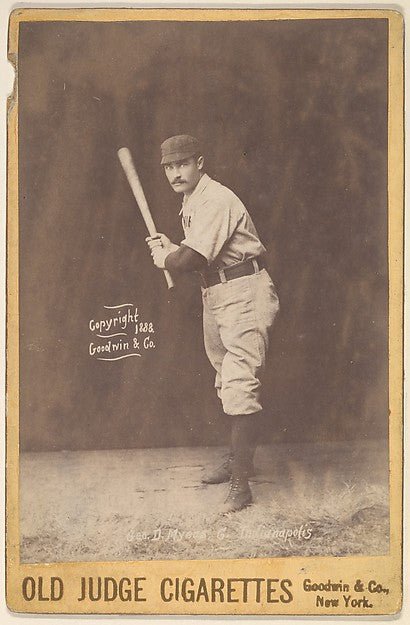 :George D. Myers Catcher Indianapolis from the series Old Judge Cigarettes 1888, vintage artwork, 16x12"(A3) Poster Print