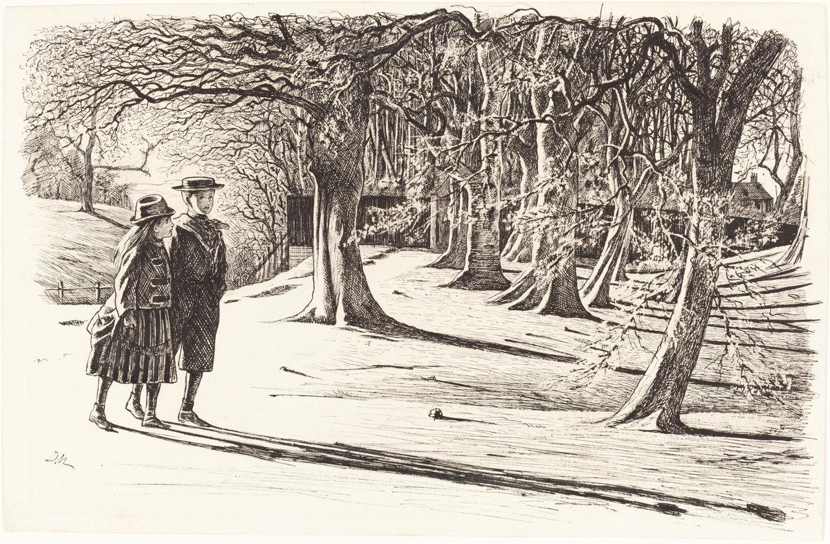 George Du Maurier:Two Children in the Snow,16x12"(A3) Poster