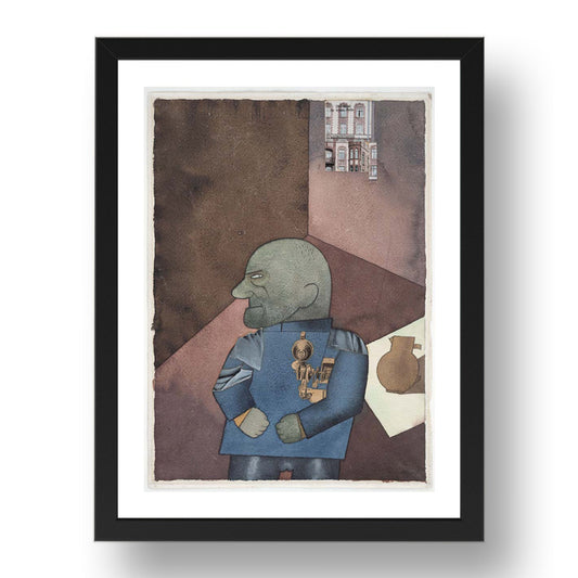 George Grosz: The Convict Monteur John Heartfield after Franz Jung's Attempt to Get Him Up on His Feet, modernist artwork, A3 Size Reproduction Poster Print in 17x13" Black Frame