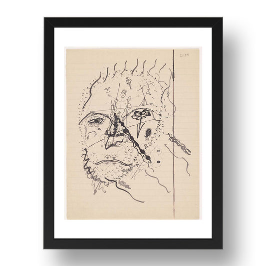 Georges Bataille: Untitled drawing for Soleil Vitre (2), modernist artwork, A3 Size Reproduction Poster Print in 17x13" Black Frame