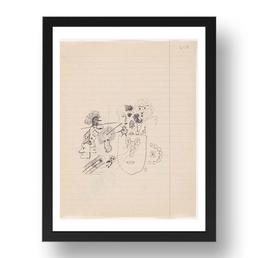 Georges Bataille: Untitled drawing for Soleil Vitre (3), modernist artwork, A3 Size Reproduction Poster Print in 17x13" Black Frame