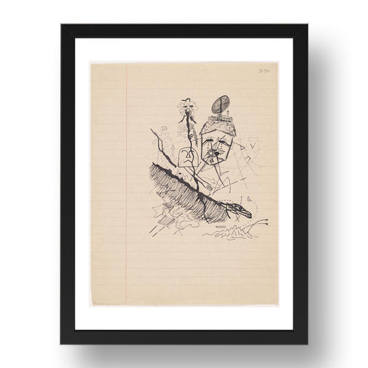 Georges Bataille: Untitled drawing for Soleil Vitre (4), modernist artwork, A3 Size Reproduction Poster Print in 17x13" Black Frame