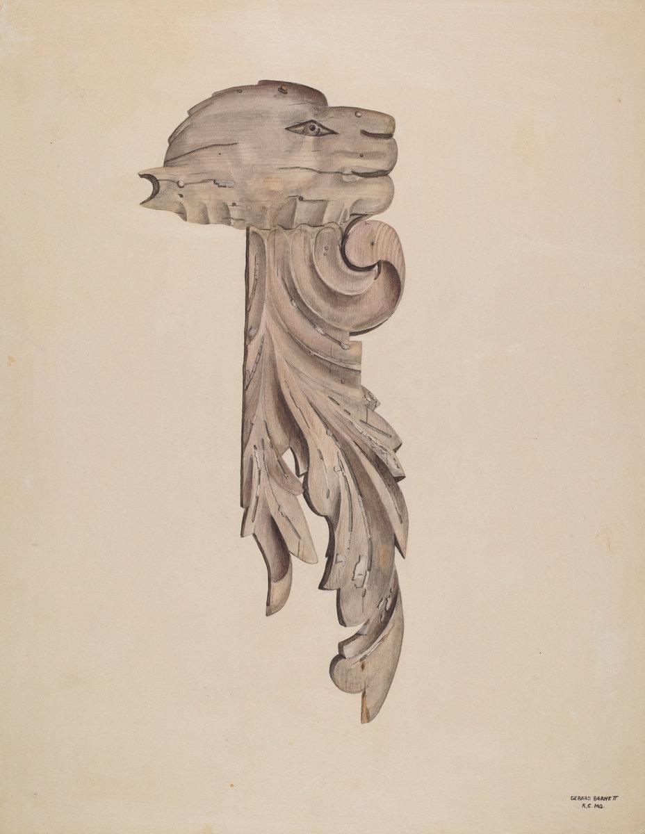 Gerard Barnett:Wood Carving - Profile Face,16x12"(A3) Poster