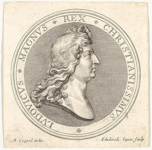 Gérard Edelinck:Medal 17th–18th century, vintage artwork, 16x12"(A3) Poster Print
