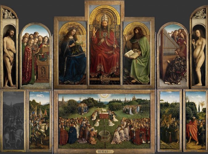 Ghent Altarpiece by Jan van Eyck, vintage art, modern poster print