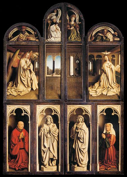 Ghent Altarpiece (wings closed), vintage artwork by Jan van Eyck, A3 (16x12") Poster Print