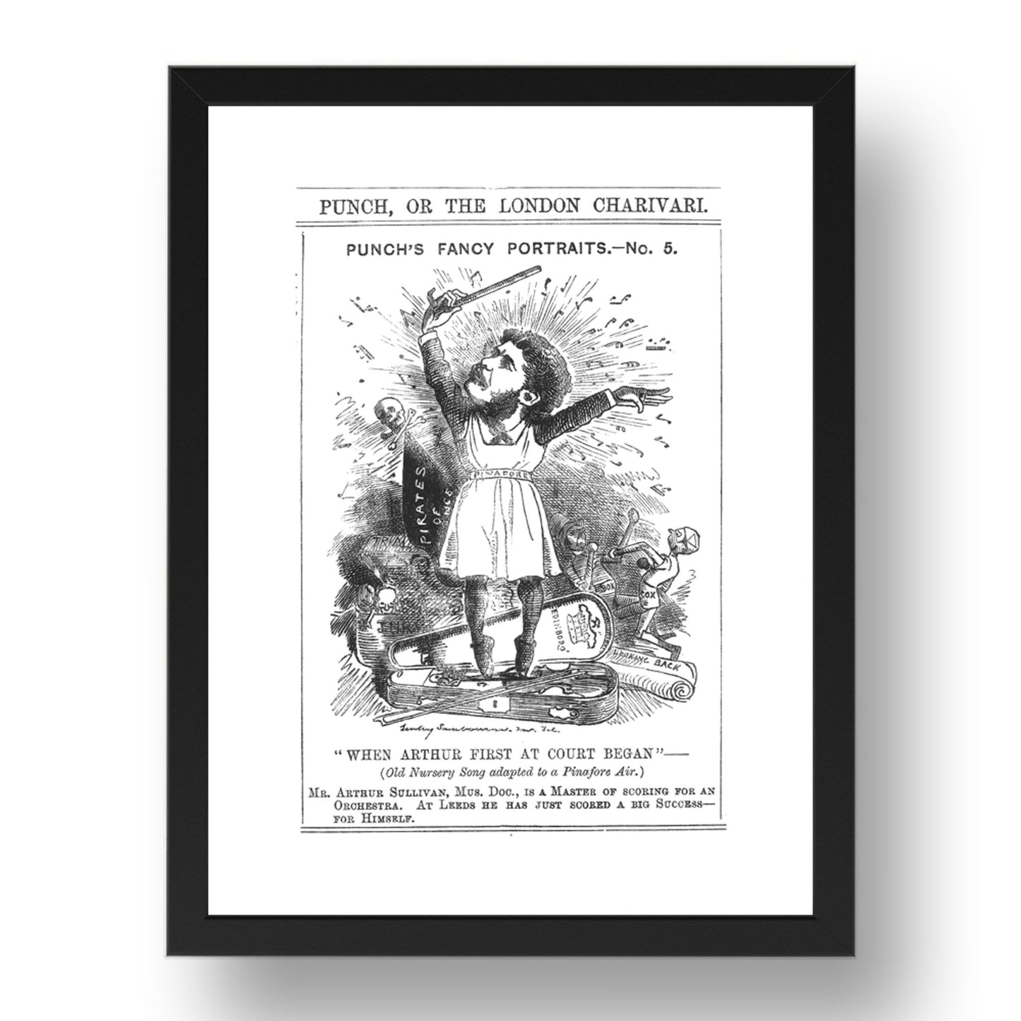 Arthur Sullivan %28Gilbert %26 Sullivan%29 Victorian Poster 1880A4 BW, vintage historic poster in 17x13"(A3) Frame