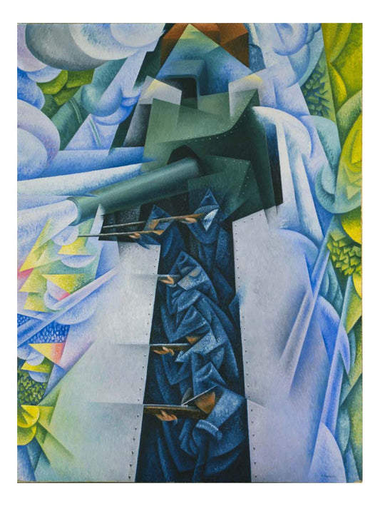 Gino Severini - Armored Train in Action, 16x12" (A3) Poster Print
