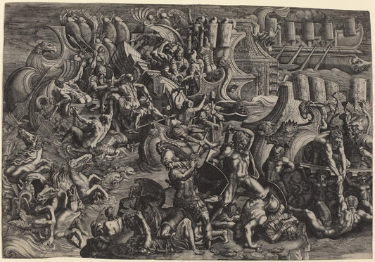 Giovanni Battista Scultori:The Trojans Repulsing the Greeks,16x12"(A3) Poster