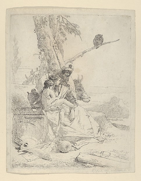 Giovanni Battista Tiepolo:The Family of the oriental Peasant from the Scherzi c1740, vintage artwork, 16x12"(A3) Poster Print