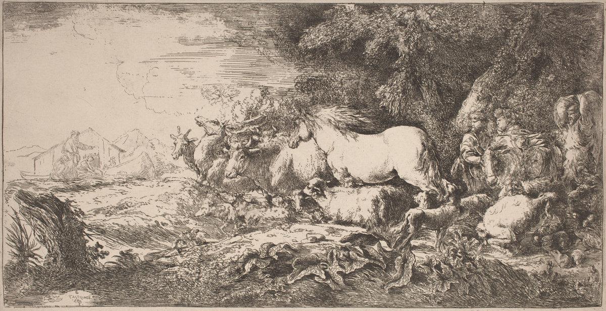 Giovanni Benedetto Castiglione:The Animals Going toward the ,16x12"(A3) Poster