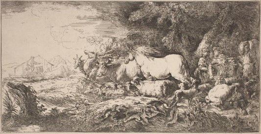 Giovanni Benedetto Castiglione:The Animals Going toward the ,16x12"(A3) Poster