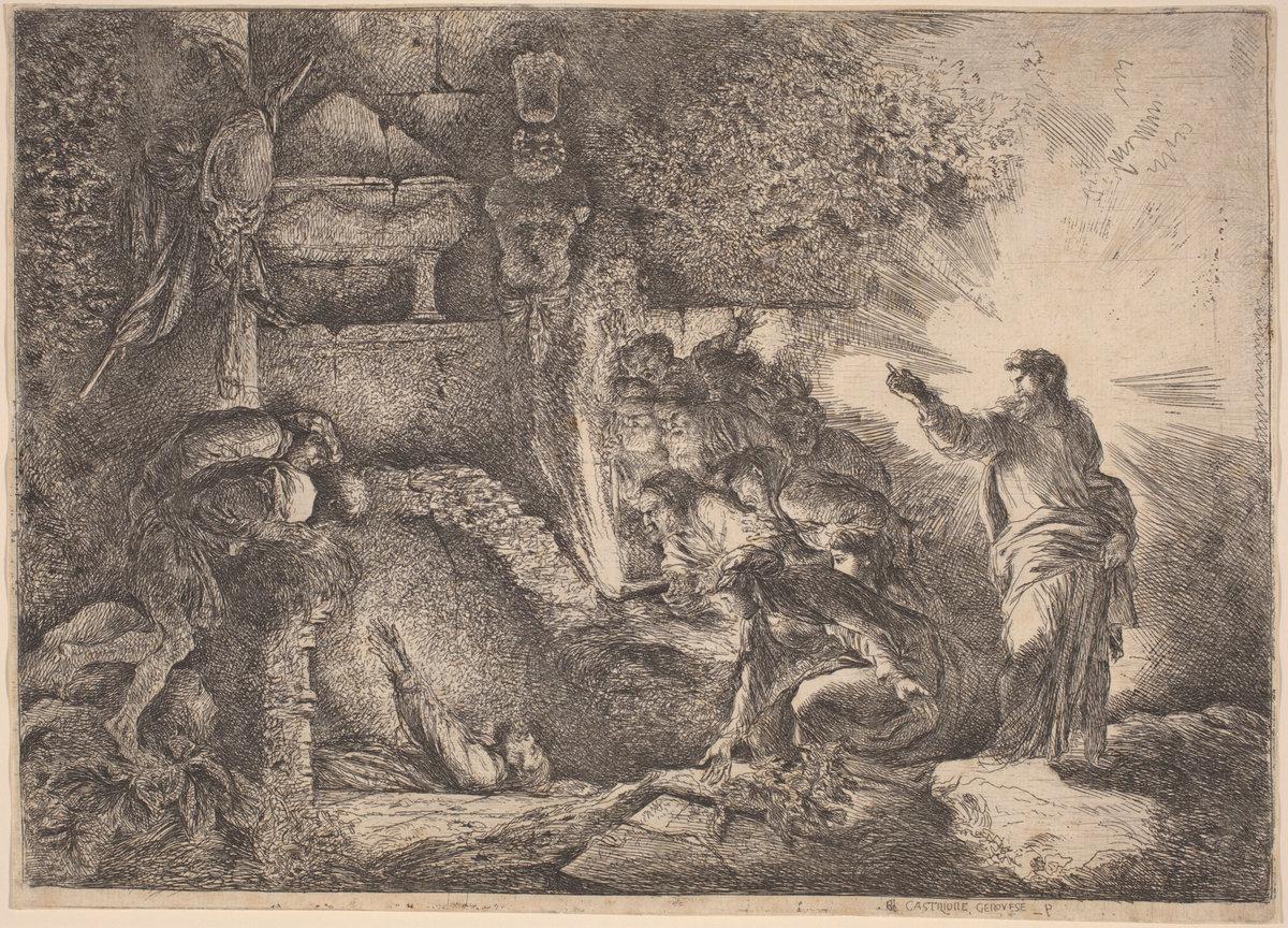 Giovanni Benedetto Castiglione:The Resurrection of Lazarus,16x12"(A3) Poster