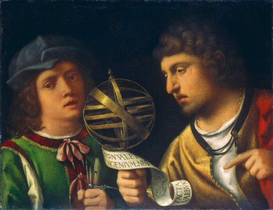 Giovanni Borgherini and his Tutor, vintage artwork by Giorgione, A3 (16x12") Poster Print