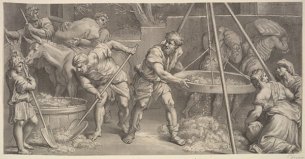 Giovanni Girolamo Frezza , After Carlo Maratti:Men with seive 1675–1741, vintage artwork, 16x12"(A3) Poster Print