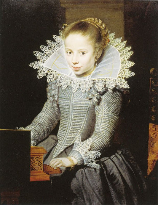 Girl at a Virginal, vintage artwork by Cornelis de Vos, 12x8" (A4) Poster