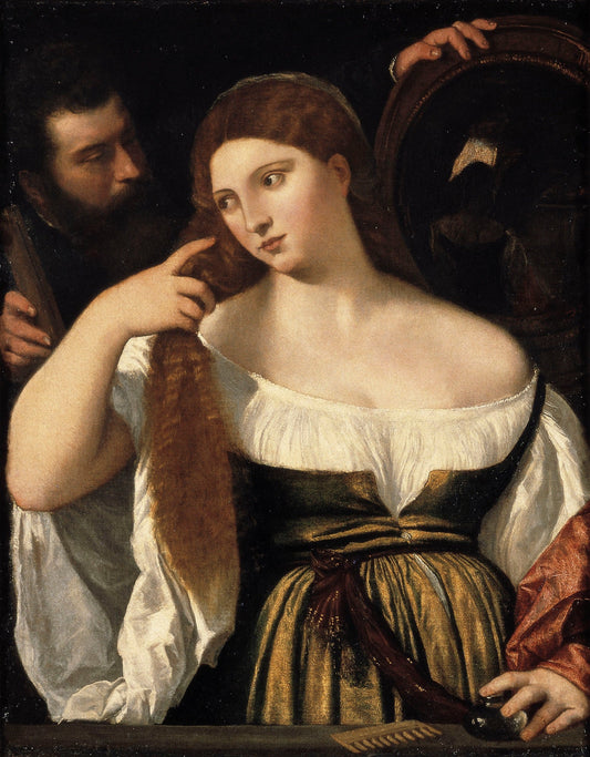 Girl before the Mirror, vintage artwork by Titian, A3 (16x12") Poster Print