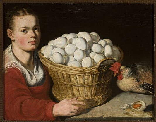 Girl with a Basket of Eggs, vintage artwork by Joachim Beuckelaer, A3 (16x12") Poster Print