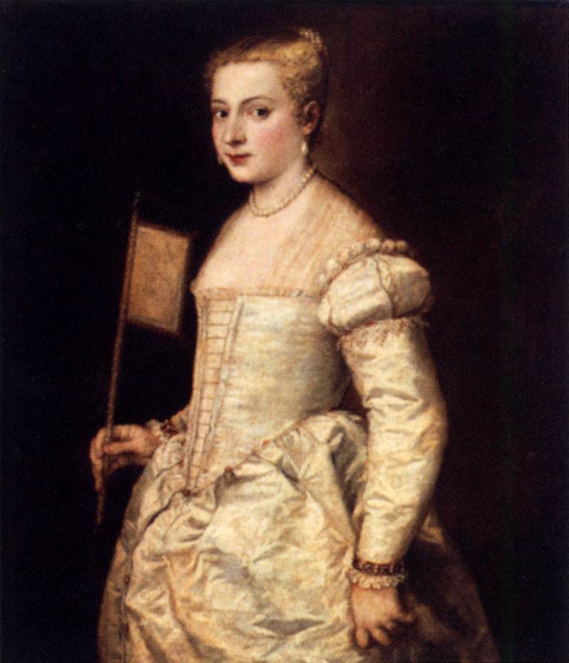 Girl with a Fan, vintage artwork by Titian, A3 (16x12") Poster Print