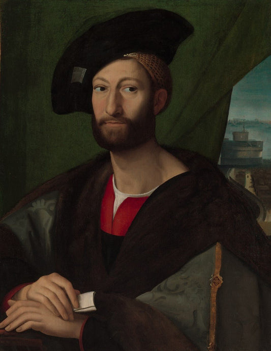 Giuliano de'Medici, Duke of Nemurs, vintage artwork by After Raphael, A3 (16x12") Poster Print