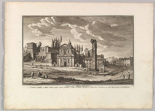 Giuseppe Vasi , Rome:Chiesa di S. Maria Liberatrice Plate 54 from Raccolta Delle Più Belle Veduta Antiche E Moderne Di Roma... 1786, vintage artwork, 16x12"(A3) Poster Print